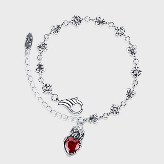925 Sterling Silver Retro Crown Love Bracelet