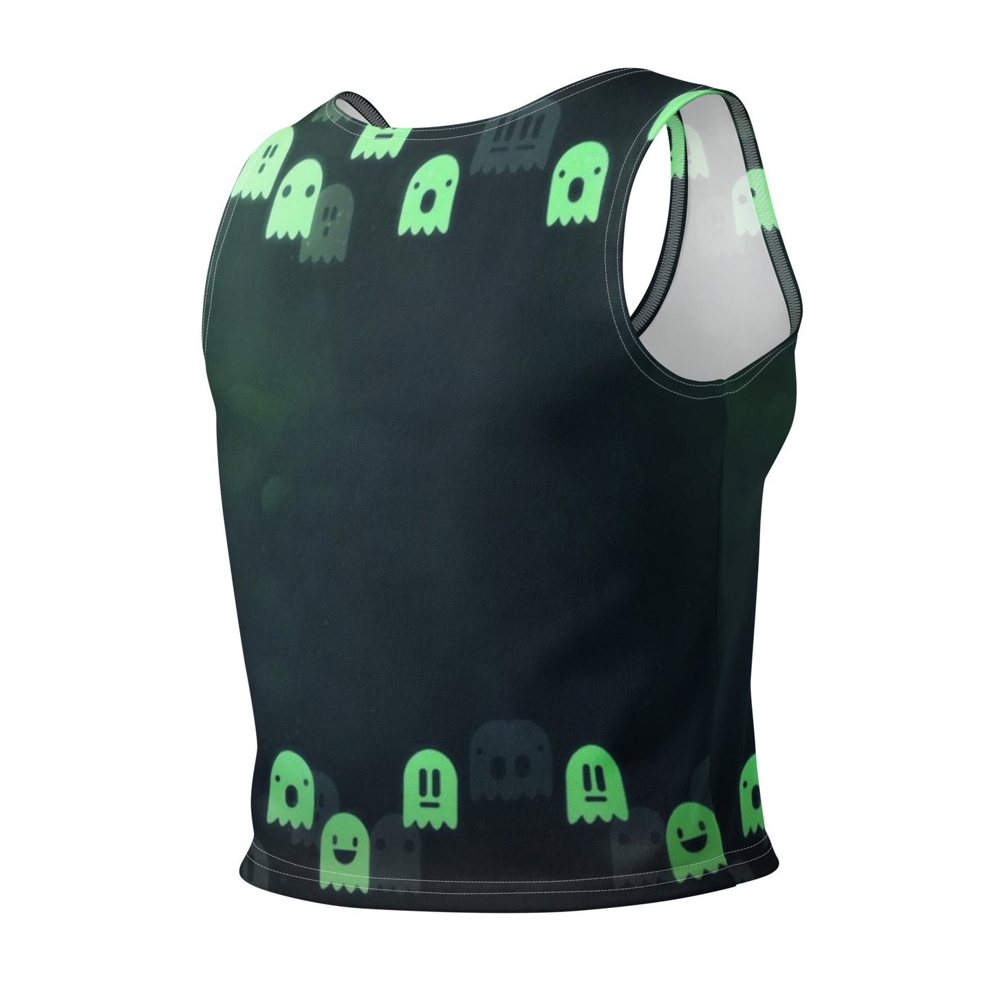 Ghosts in green Cotton crop top - Hoodloom CityWear