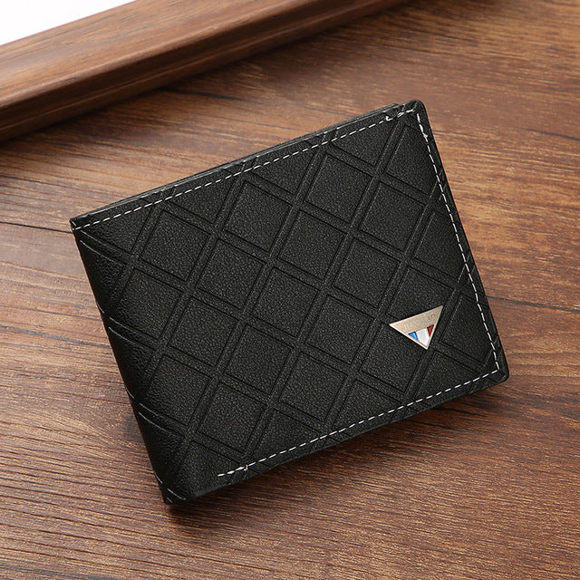 Retro PU Leather Slim Wallet for Short Men with Coin Pocket