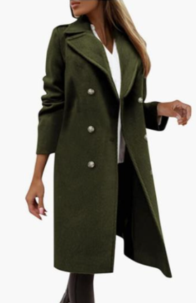 Double-breasted Long-sleeved Cloth Coat for Women