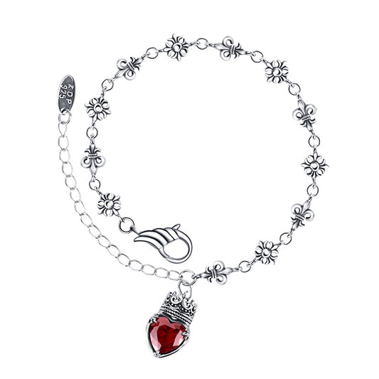 925 Sterling Silver Retro Crown Love Bracelet