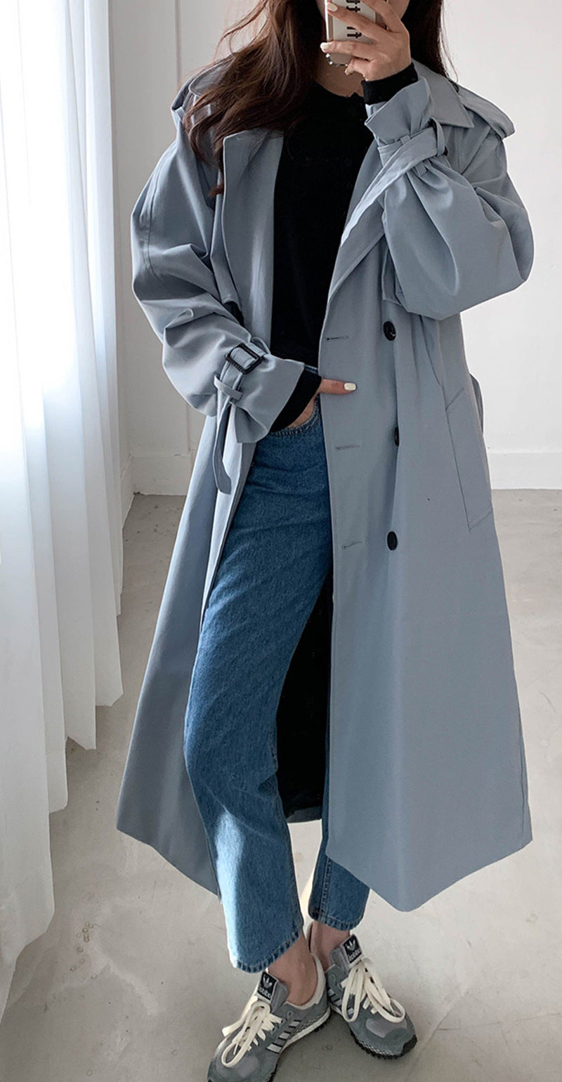 Korean Style Women's Mid-Length Loose Windbreaker
