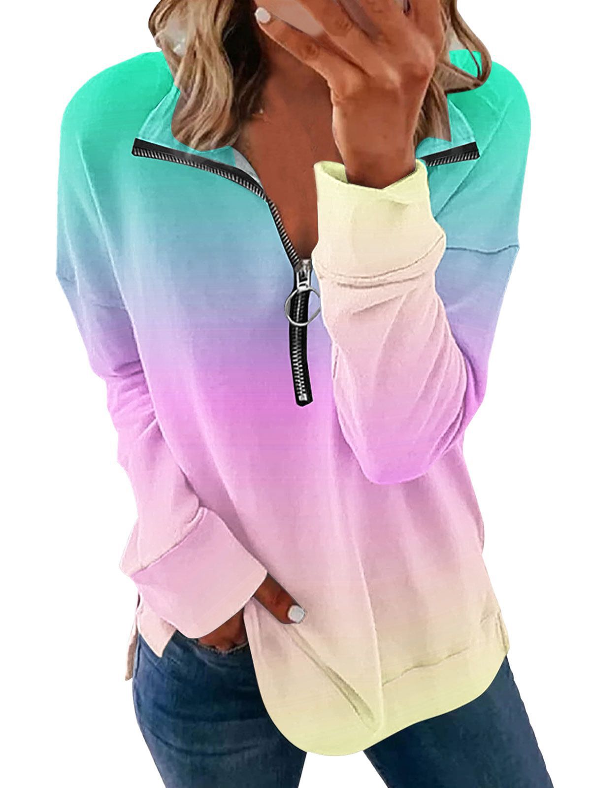 Colorful Tie Dye Hooded Long Sleeve Sweatshirt