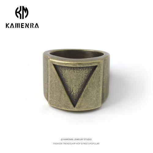 Hip Hop Men's Triangle Geometry Wide Finger Ring