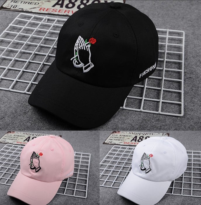 Korea Ulzzang Palm Rose Flower Baseball Cap