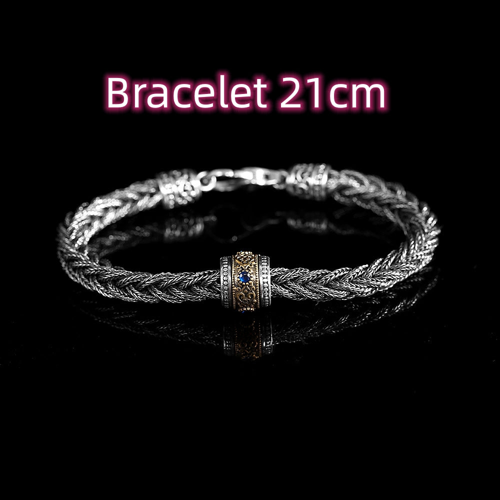 S925 Thai Silver Retro Distressed Six-Word Bracelet