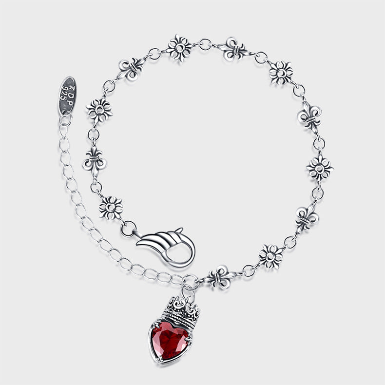 925 Sterling Silver Retro Crown Love Bracelet