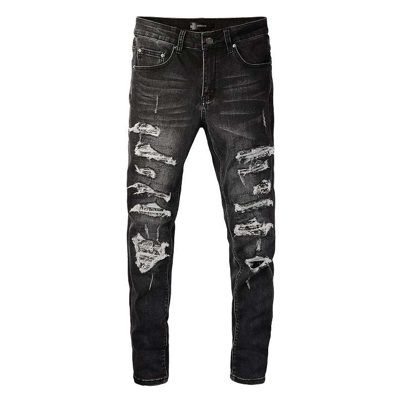 High Street Men's Slim Fit Patch Denim Pants
