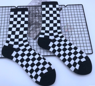 Trendy Cotton Socks with Letters, Arrows, and Plaids