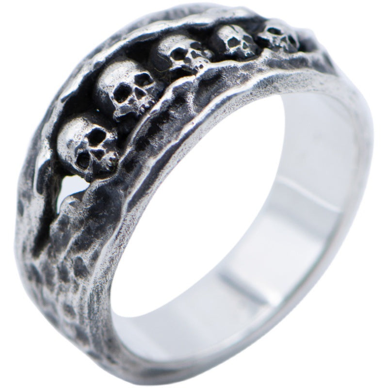 Five-Headed Abalone Skull Ring for Men - Creative Design