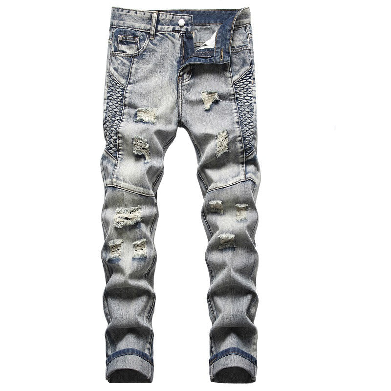 Men's Casual Slim Fit Ripped Cotton Denim Jeans