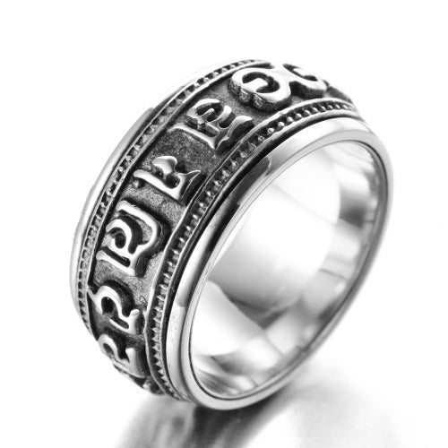 Retro Six-Character Mantra Rotating Ring