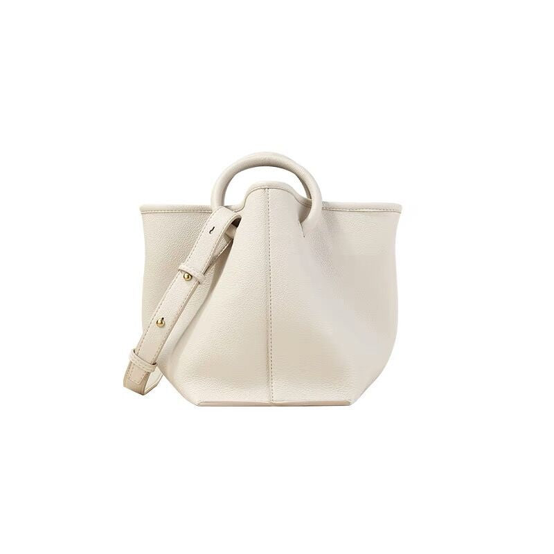 Trendy Solid Color Faux Leather Bucket Handbag