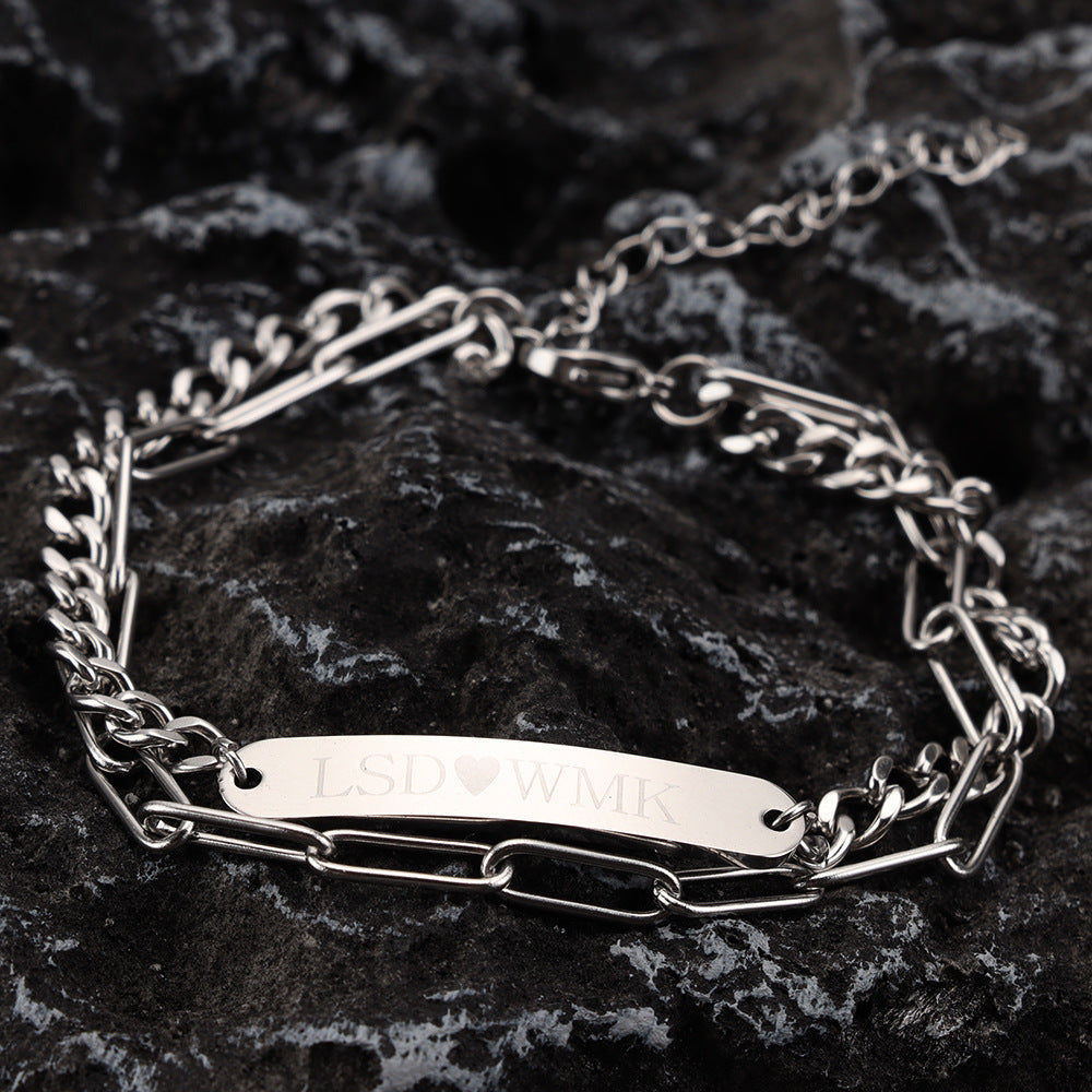 DIY Lettering Double Layer Titanium Steel Bracelet