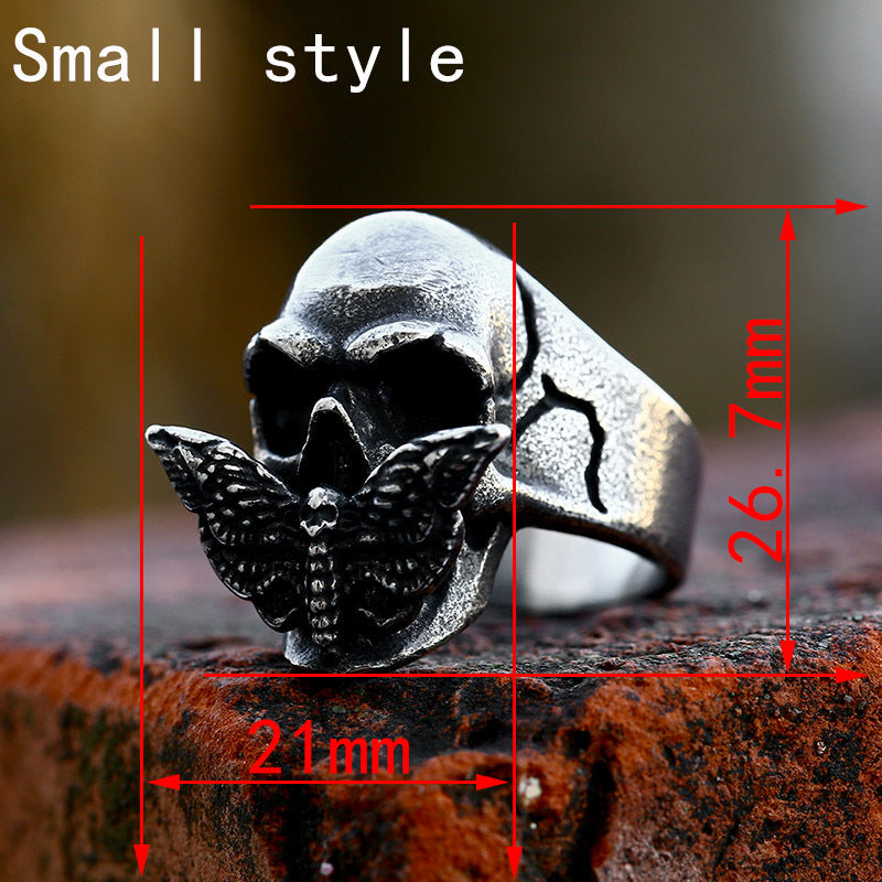 Skeleton Moth Stainless Steel Men's Ring