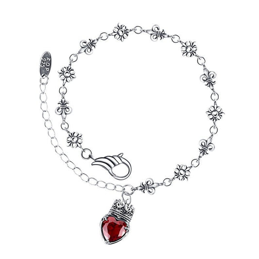 925 Sterling Silver Retro Crown Love Bracelet - Hoodloom CityWear