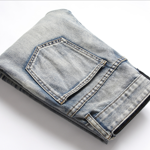 Men's Casual Slim Fit Ripped Cotton Denim Jeans