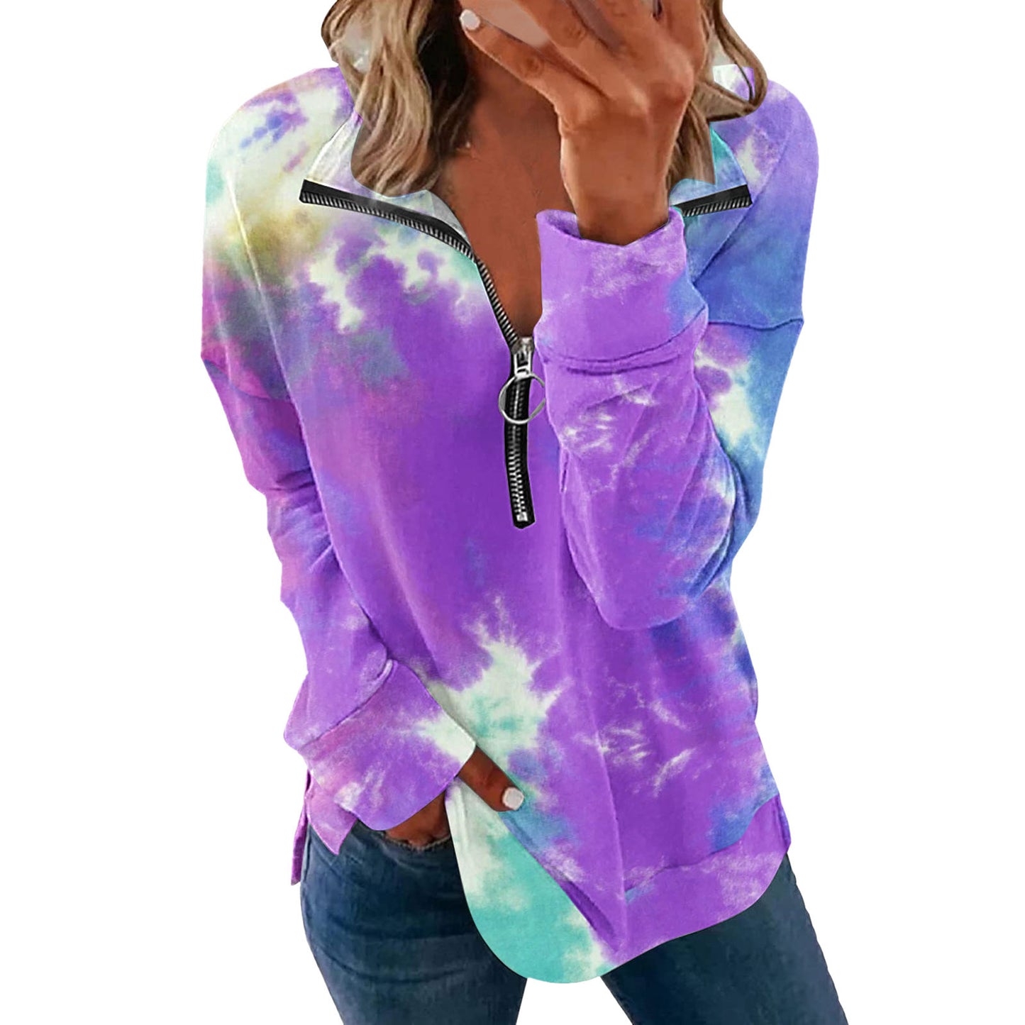 Colorful Tie Dye Hooded Long Sleeve Sweatshirt