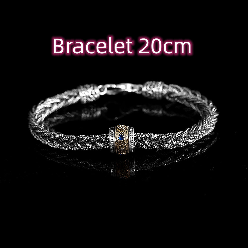 S925 Thai Silver Retro Distressed Six-Word Bracelet