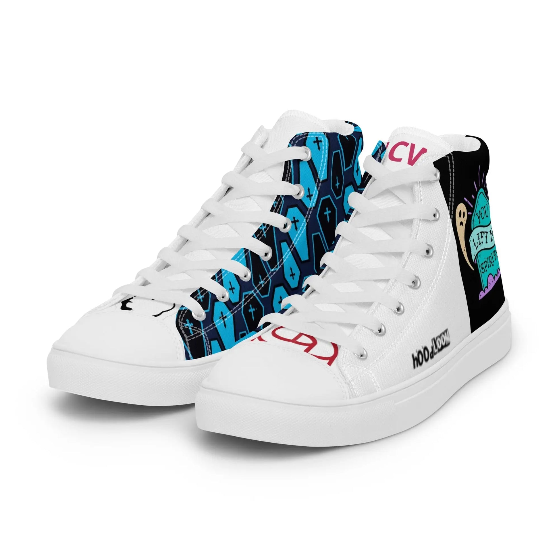 Caskets and patches Men’s high top canvas shoes - Hoodloom CityWear