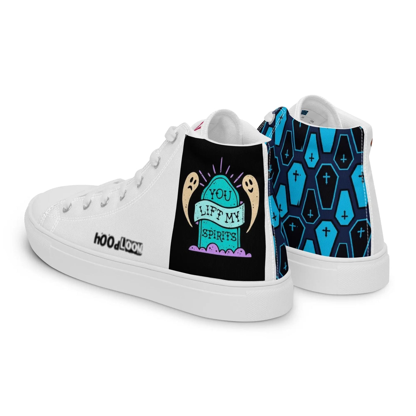 Caskets and patches Men’s high top canvas shoes - Hoodloom CityWear