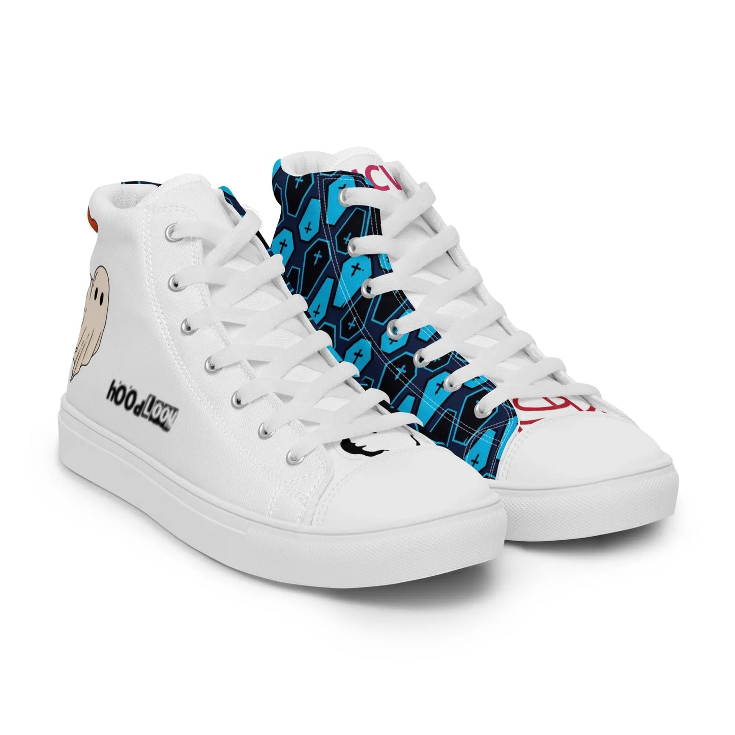 Caskets and patches Men’s high top canvas shoes - Hoodloom CityWear