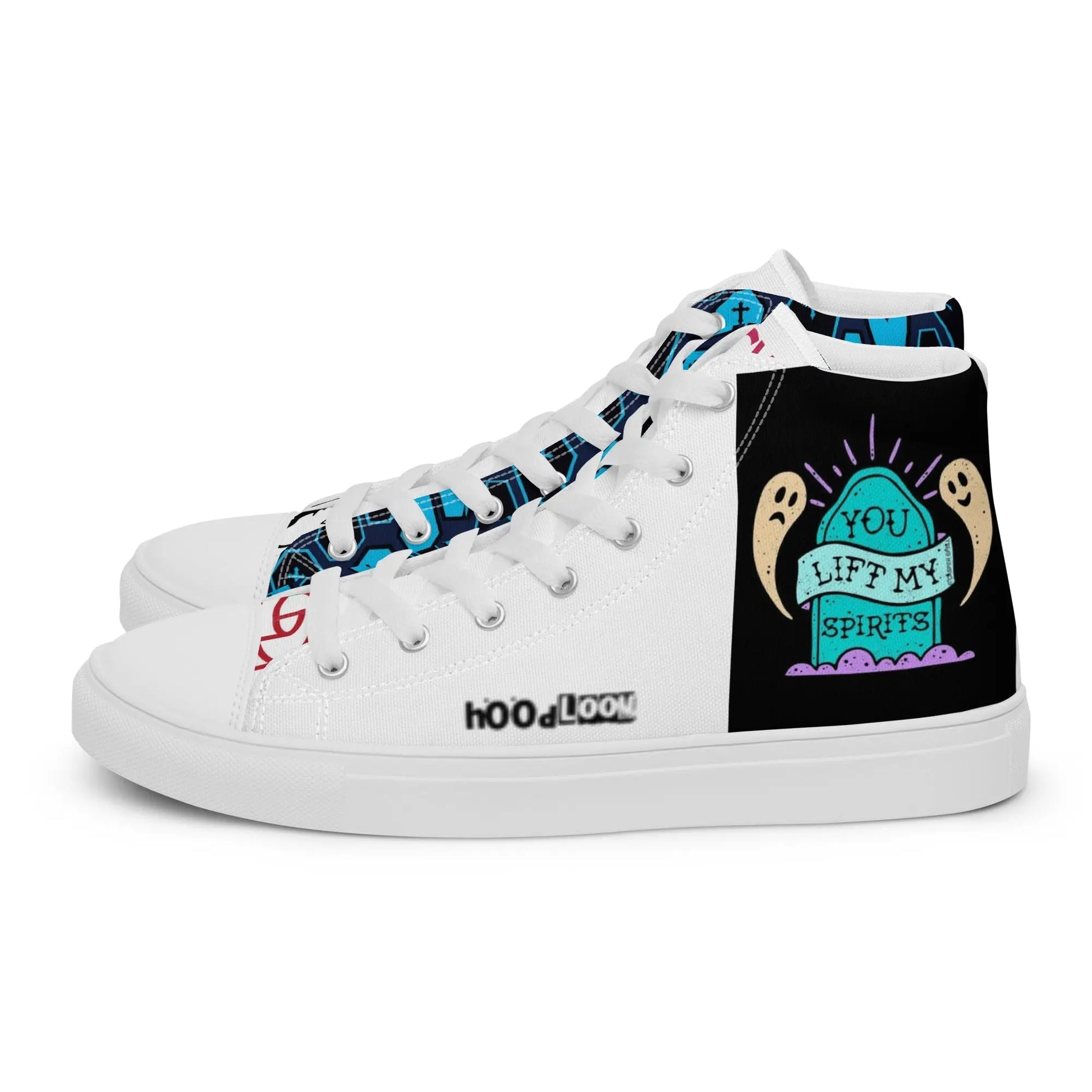 Caskets and patches Men’s high top canvas shoes - Hoodloom CityWear