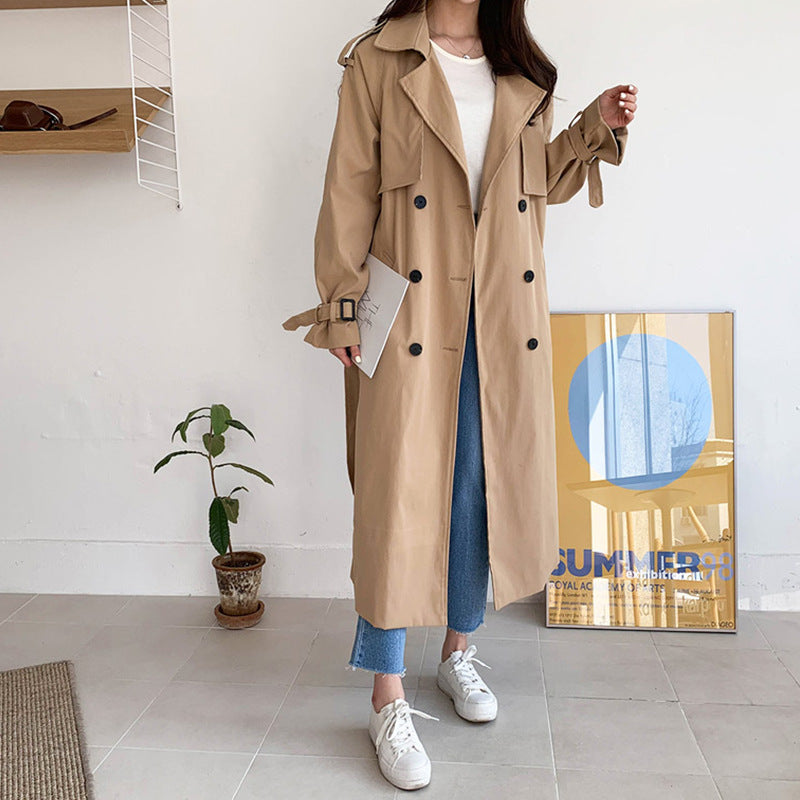 Korean Style Women's Mid-Length Loose Windbreaker
