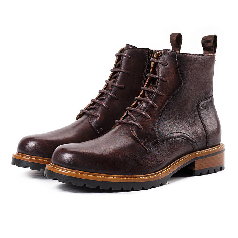 British Casual High-Top Leather Martin Boots for Winter