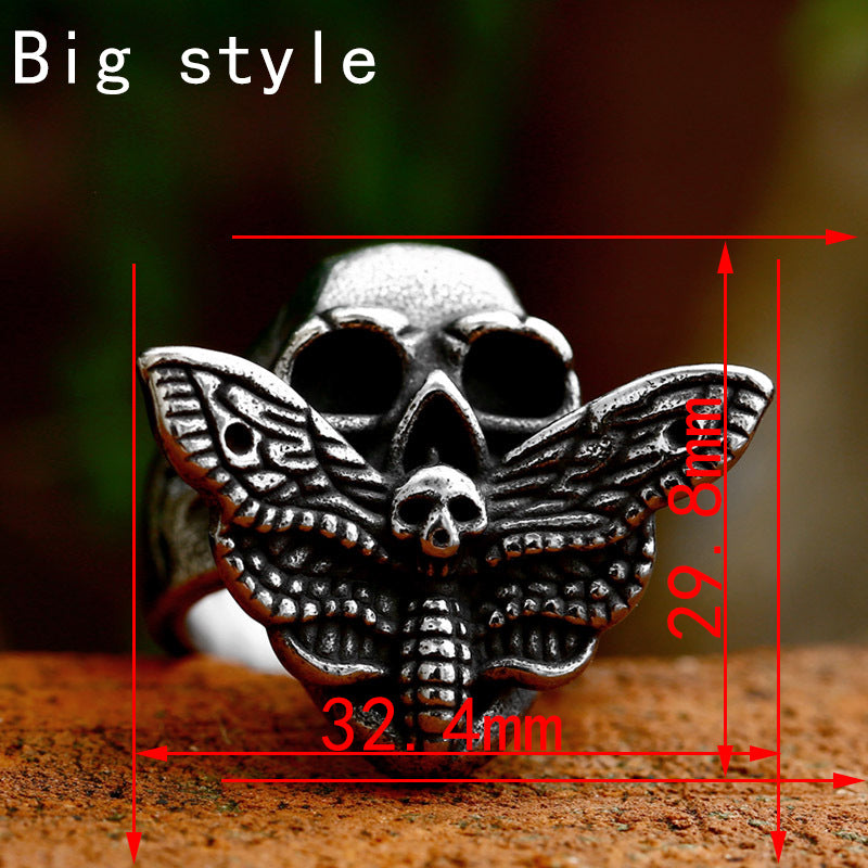 Skeleton Moth Stainless Steel Men's Ring