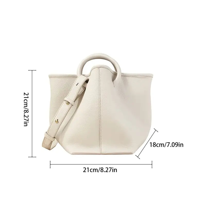 Trendy Solid Color Faux Leather Bucket Handbag