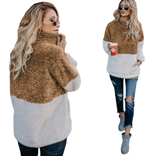 Soft Knitted Wool Sweater with Zipper Pockets (Women)