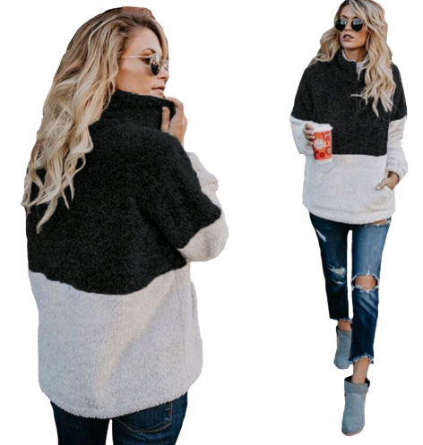 Soft Knitted Wool Sweater with Zipper Pockets (Women)