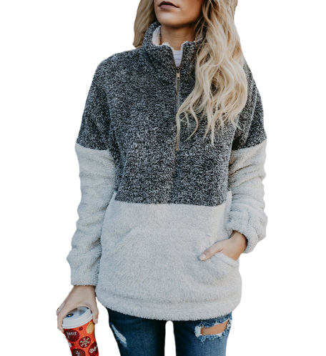 Soft Knitted Wool Sweater with Zipper Pockets (Women)