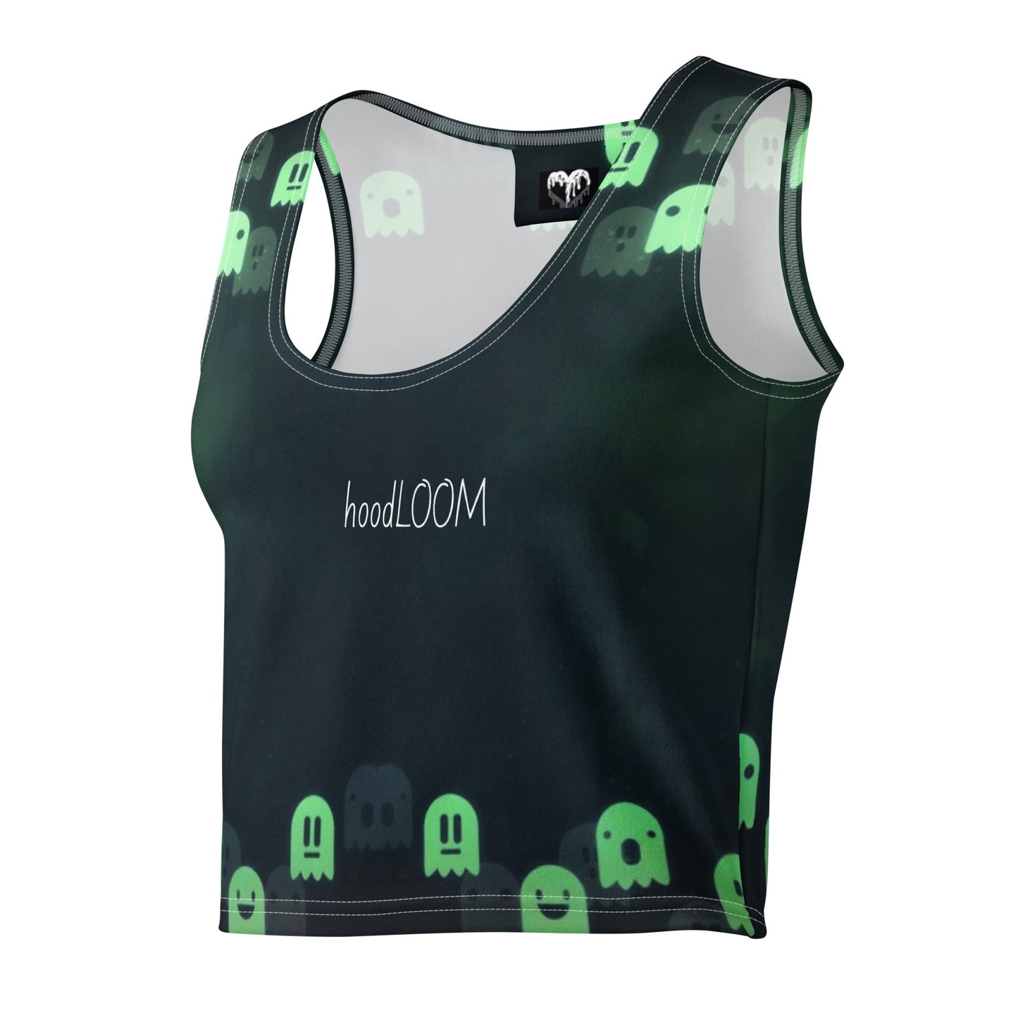 Ghosts in green Cotton crop top - Hoodloom CityWear